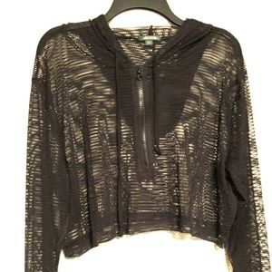 Cropped Mesh Hoodie